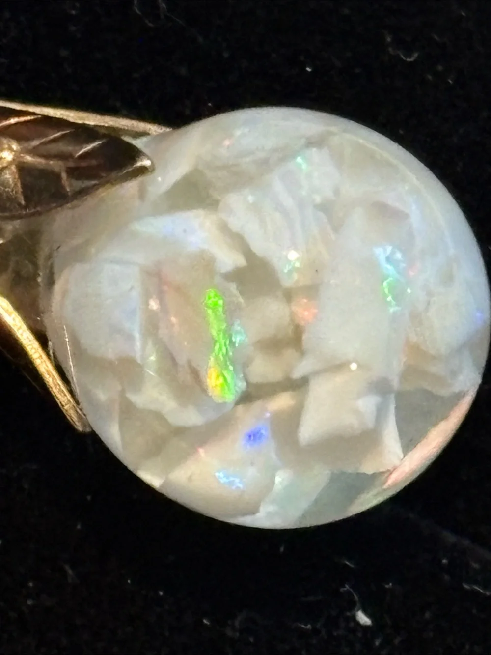 Unique Vintage 10k Gold floating Opals chips Teardrop Pendant - from 1940s - Picture 2 of 12